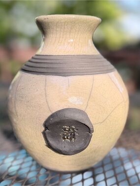 🏺 Japanese Raku Technique Pottery Vase by American Artist, Shawn Barbagallo
